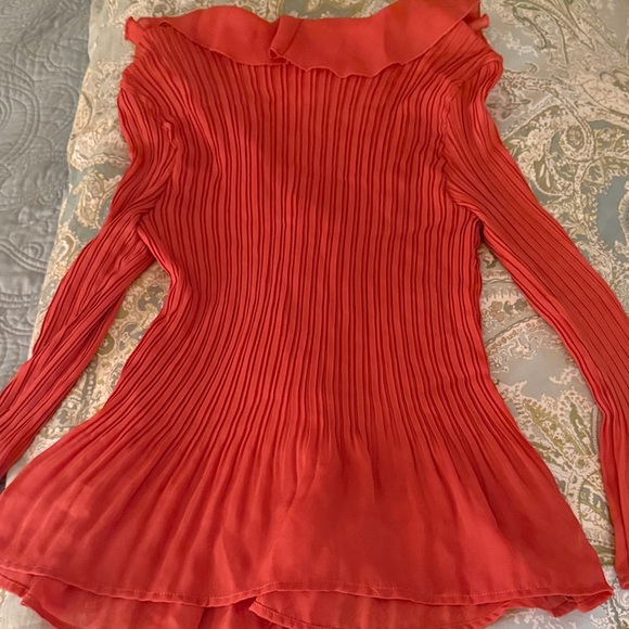 Sunny Leigh Vibrant Rust Orange Ruffled Blouse - Picture 6 of 6